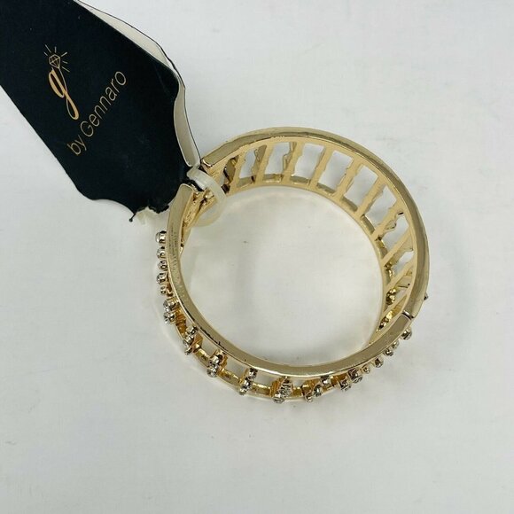 G by Gennaro Womens Hingle Cuff Bracelet with Rhinestones Mixed Metals Gold FLAW - Picture 7 of 7